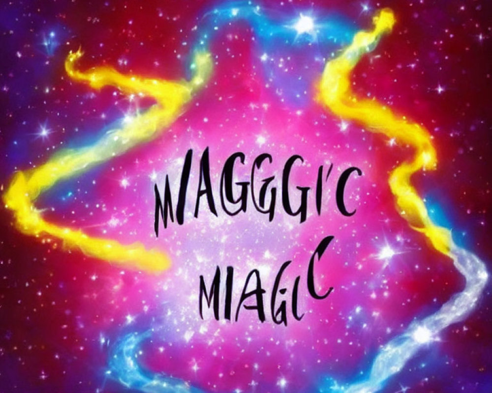 Colorful Nebula Design with Distorted "MAGIC MAGIC" Text