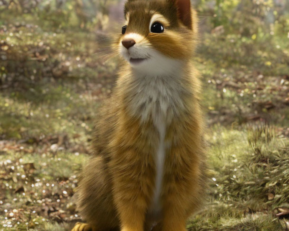 Anthropomorphic squirrel 3D render on grass background