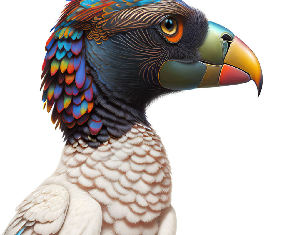 Stylized bird illustration blending parrot and eagle features