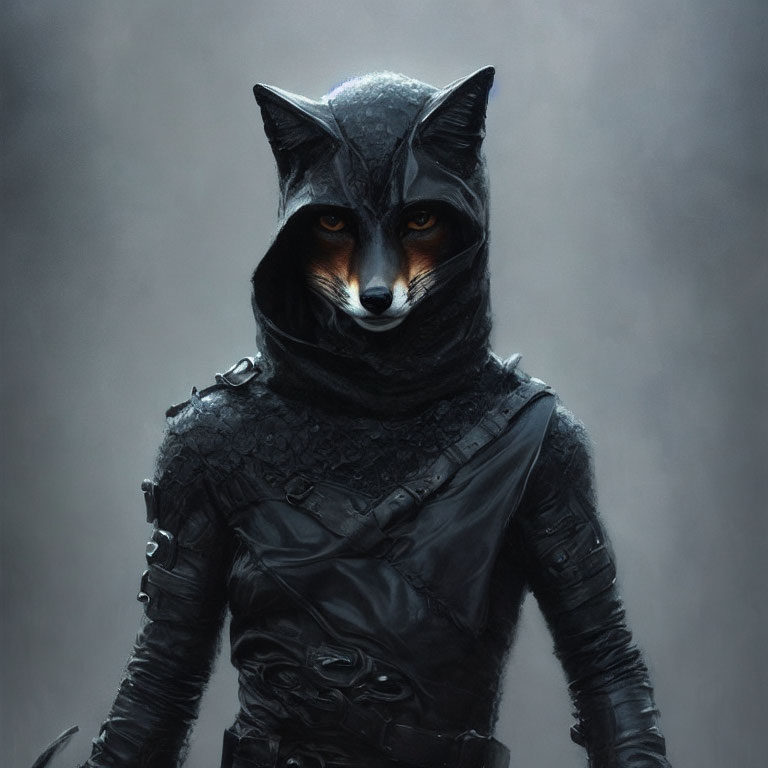 Enigmatic Fox Warrior Costume with Realistic Fox Mask