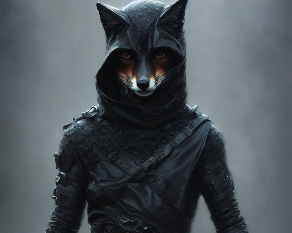 Enigmatic Fox Warrior Costume with Realistic Fox Mask