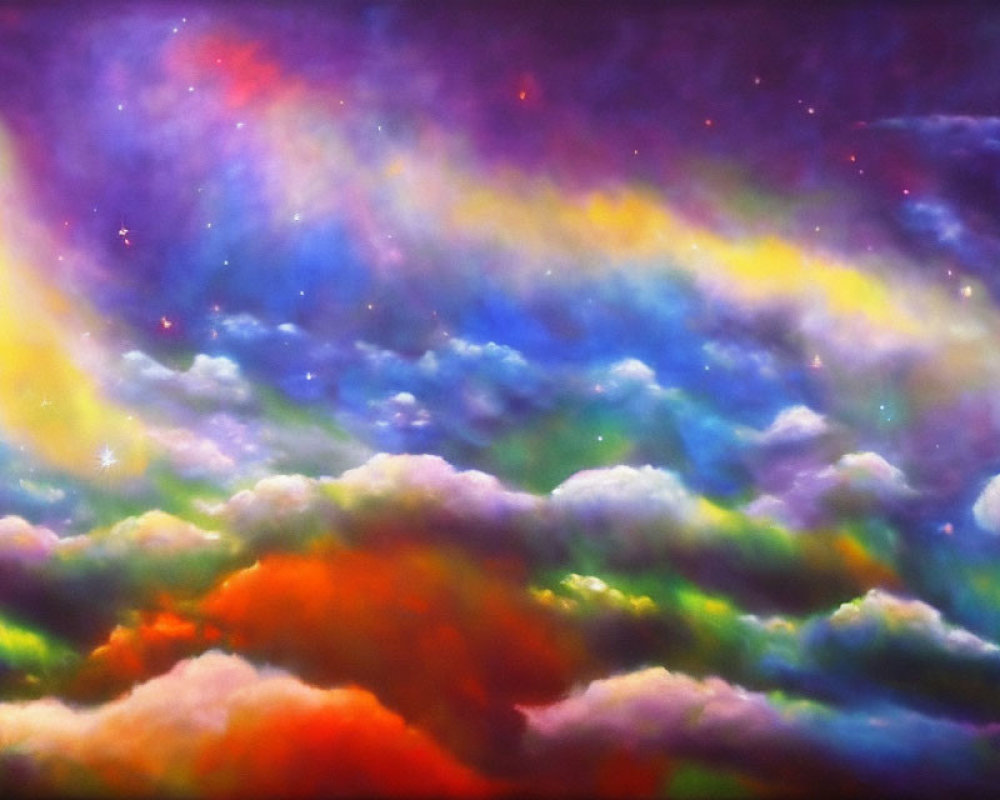 Colorful Cosmic Sky Painting with Woman's Silhouette