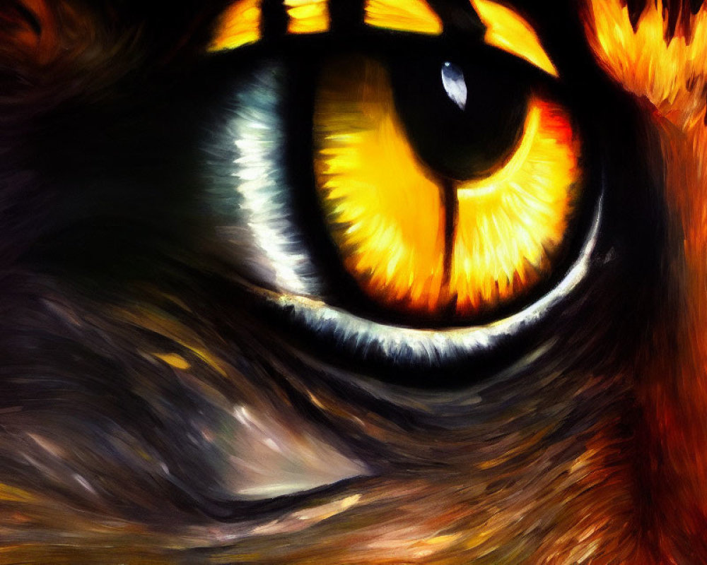 Vividly Colored Cat's Eye with Yellow and Black Details