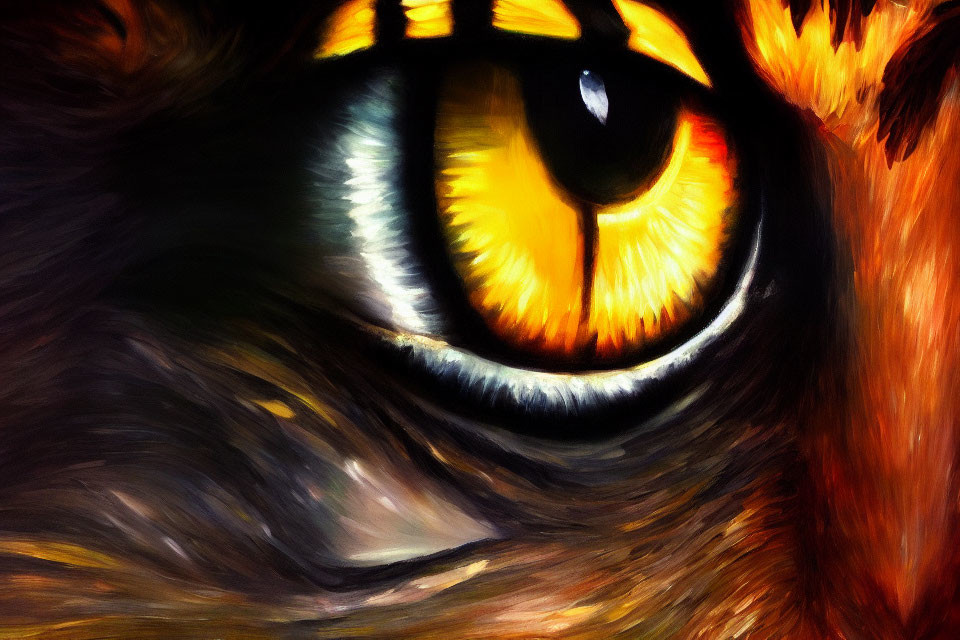 Vividly Colored Cat's Eye with Yellow and Black Details
