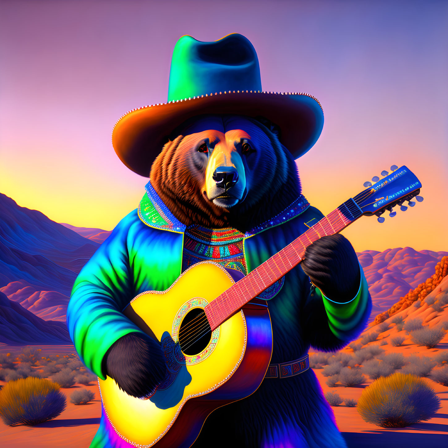 Oso playing the guitar