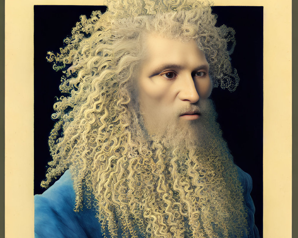 Portrait: Classical Style with Surreal White Hair & Beard