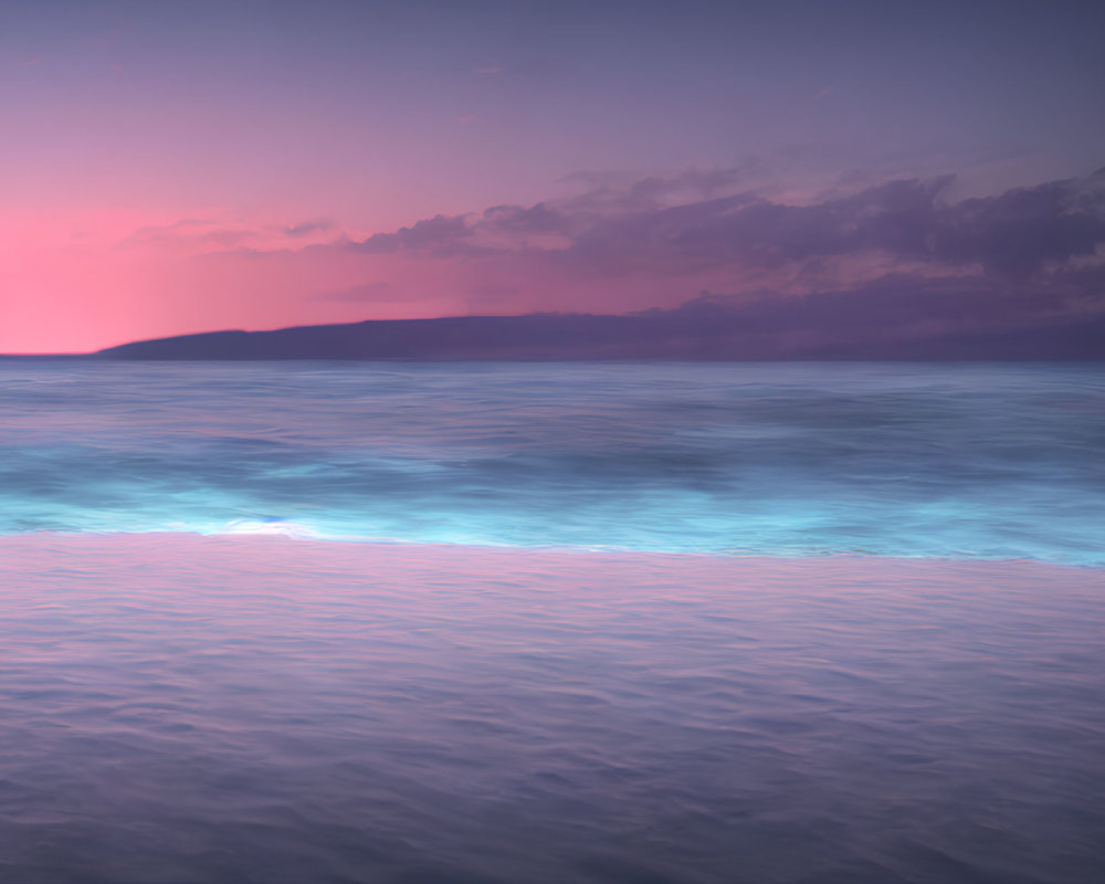 Tranquil Dusk Seascape with Pink and Purple Hues