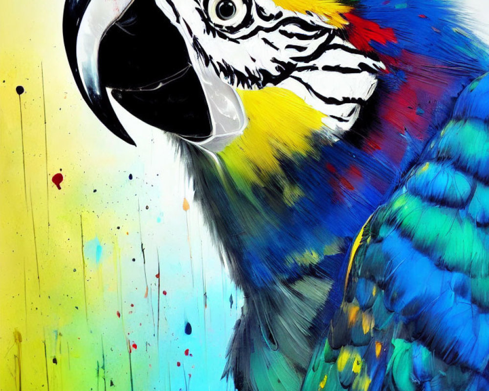 Colorful Macaw Parrot Artwork with Vibrant Feathers and Detailed Features