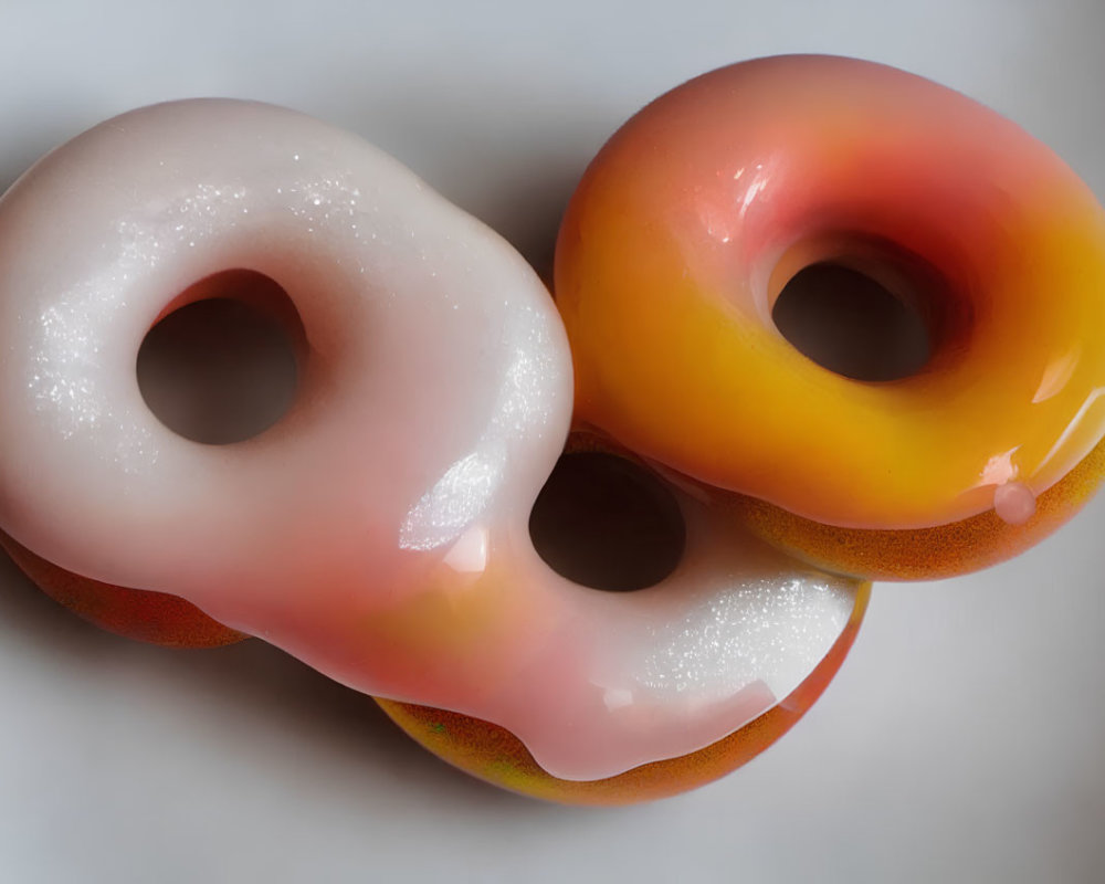 Glazed Doughnuts: Pink and Gradient on White Plate