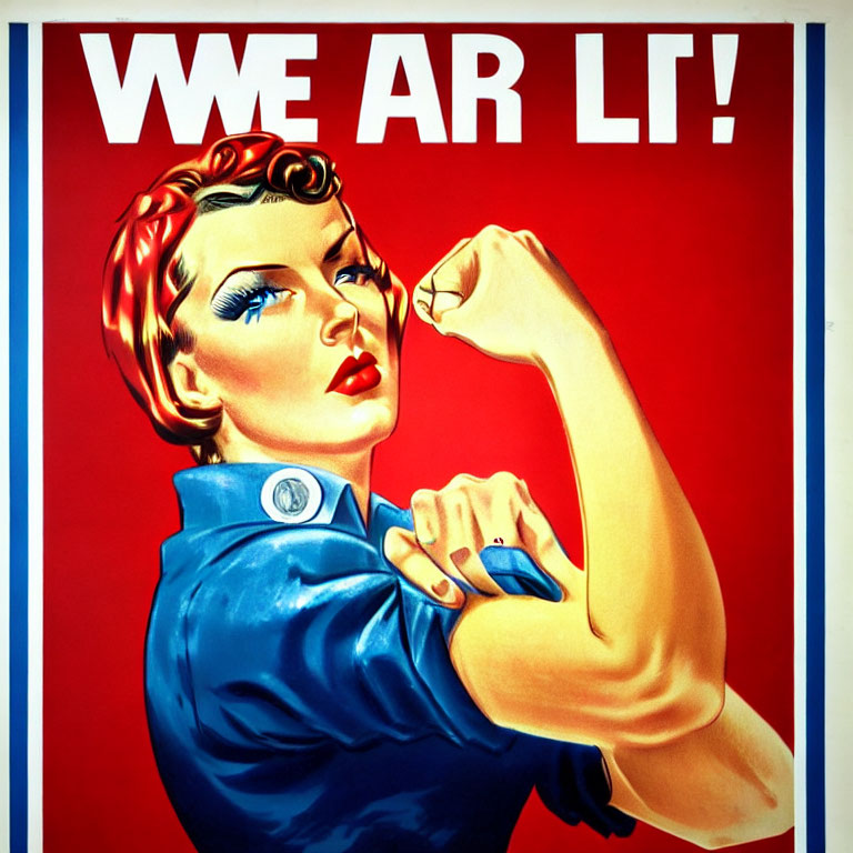 Vintage poster of strong woman flexing arm with "WE CAN DO IT!" text