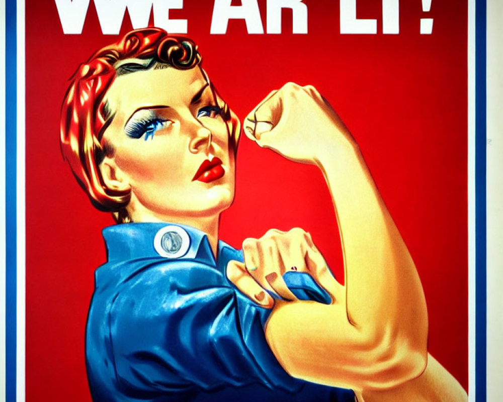 Vintage poster of strong woman flexing arm with "WE CAN DO IT!" text