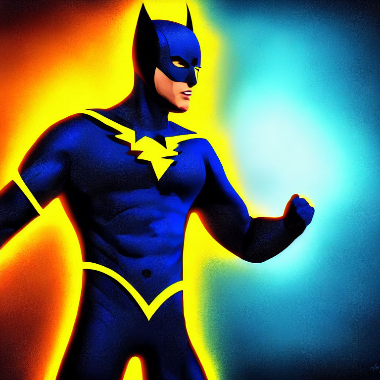 Colorful Batman illustration on gradient background