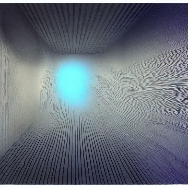 Converging Lines Create Tunnel Illusion with Bright Blue Light