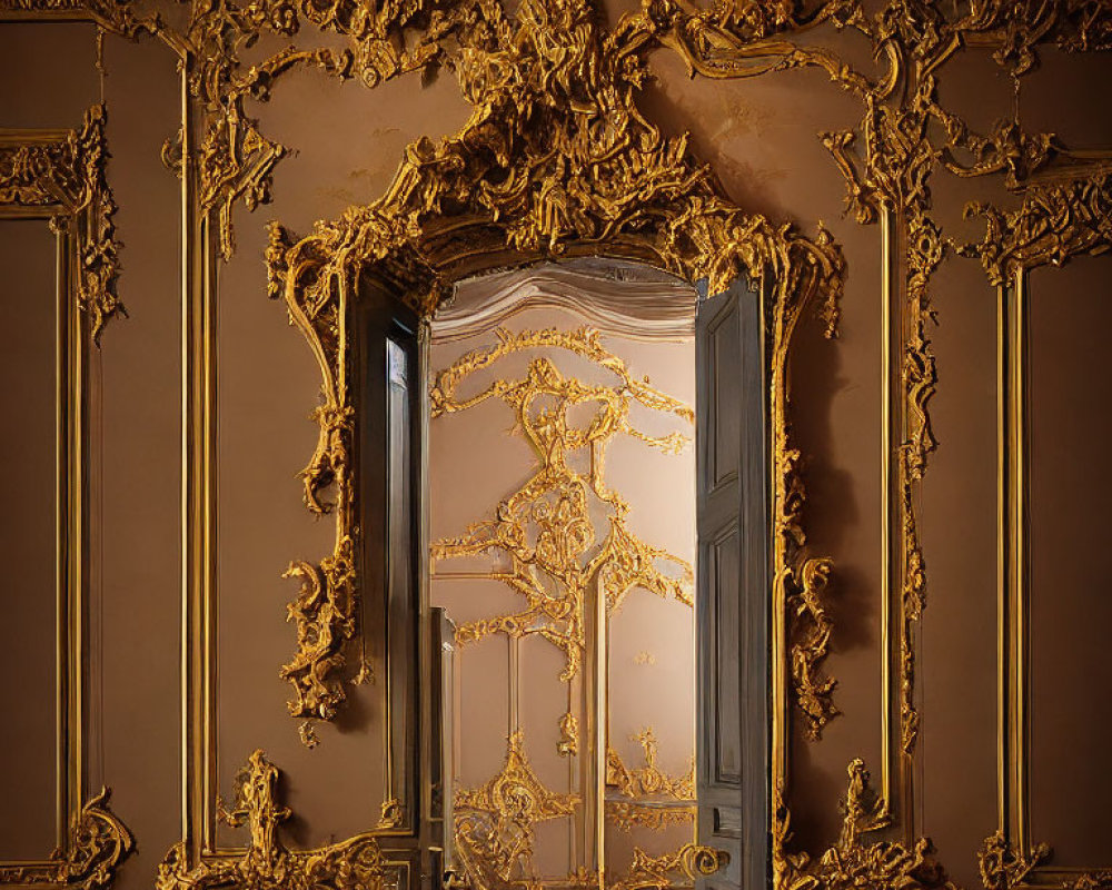 Opulent Baroque-style Room with Gold Stucco Decorations