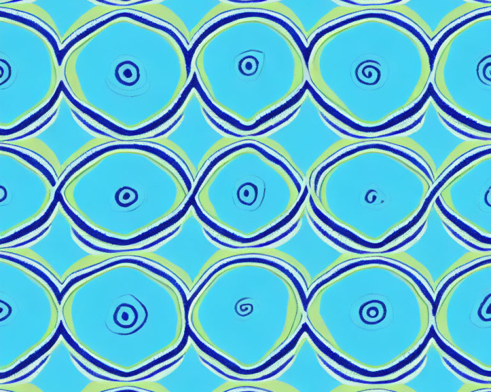 Vibrant concentric circle pattern in blue, black, and yellow