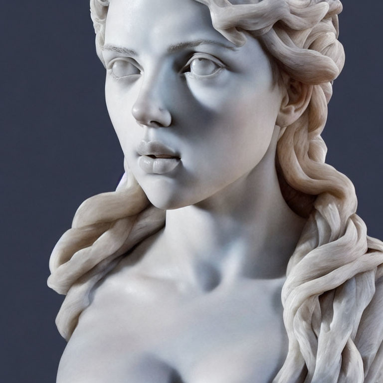 Realistic digital sculpture of woman with intricate braided hair