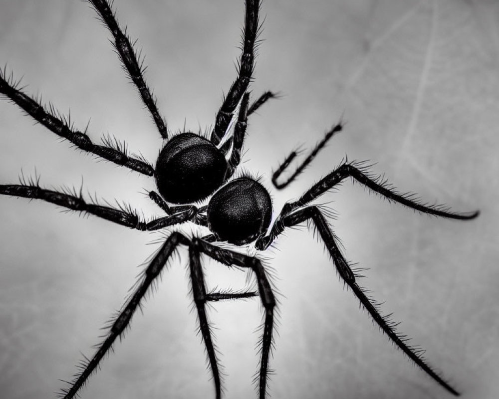 Detailed Close-Up of Hairy-Legged Black Spiders on Textured Surface