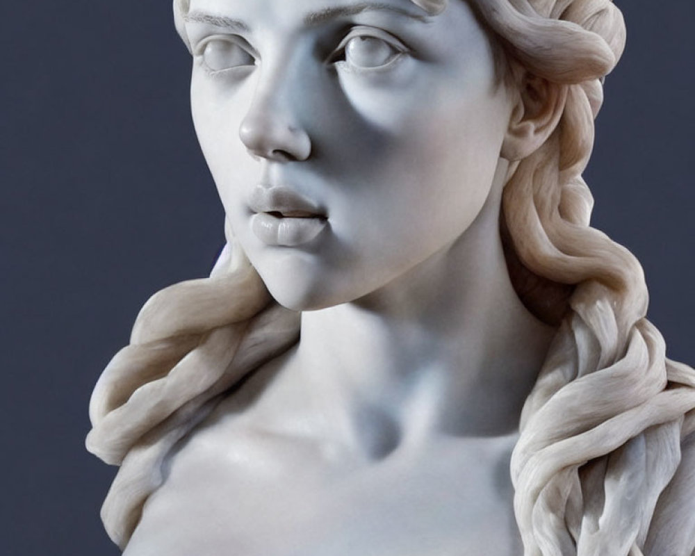 Realistic digital sculpture of woman with intricate braided hair