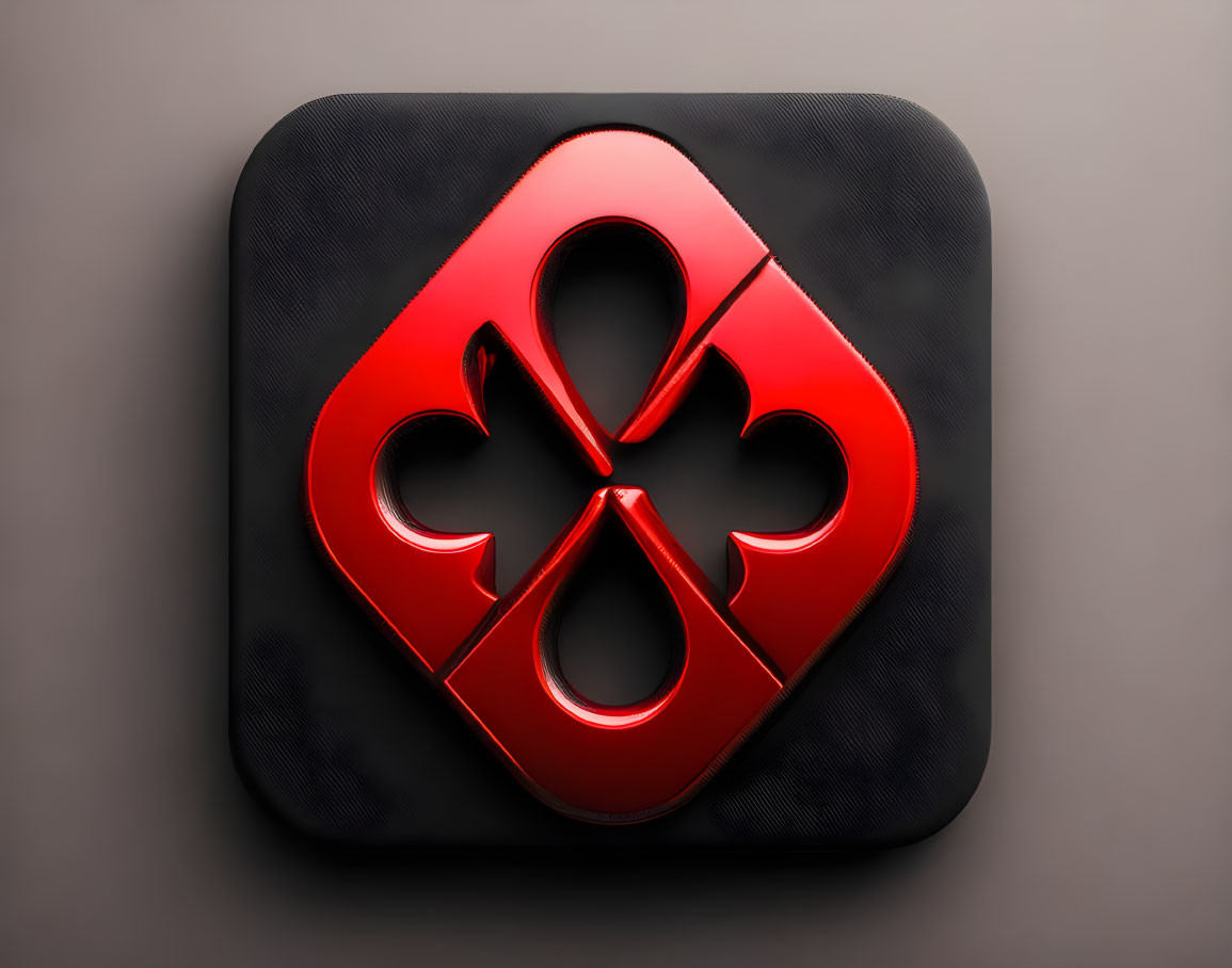 Red Quadrifoglio Logo on Black Textured Background with Metallic Finish