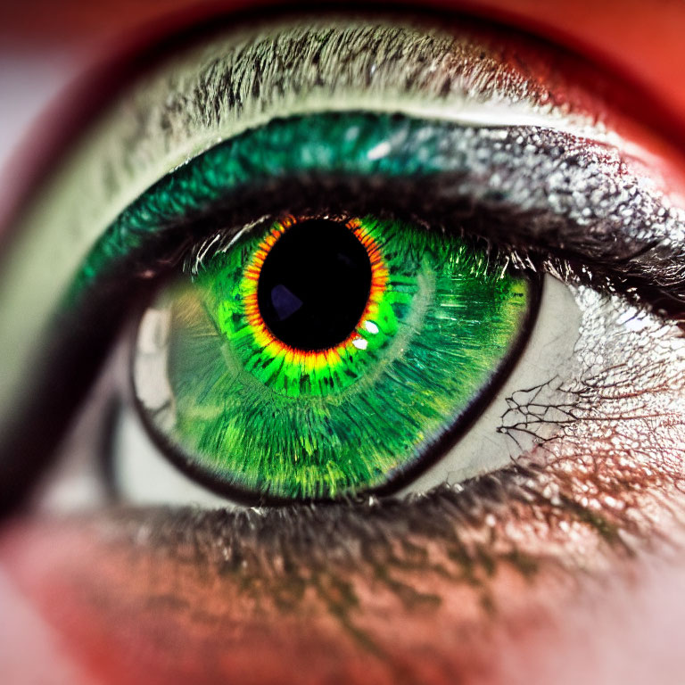 Detailed Close-Up of Vibrant Green Eye with Dilated Pupil