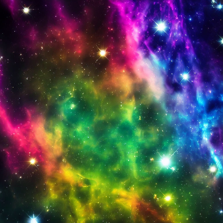 Colorful Nebulae and Stars in Cosmic Space
