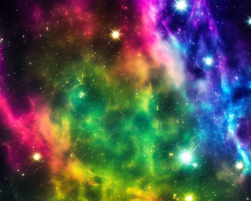 Colorful Nebulae and Stars in Cosmic Space