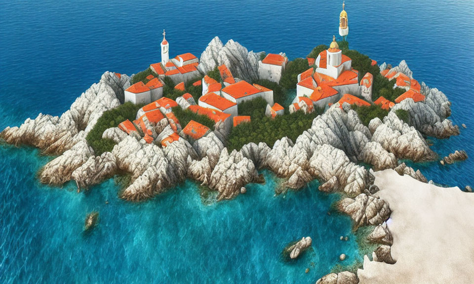 Saint Stephan island in Adriatic Sea in Montenegro