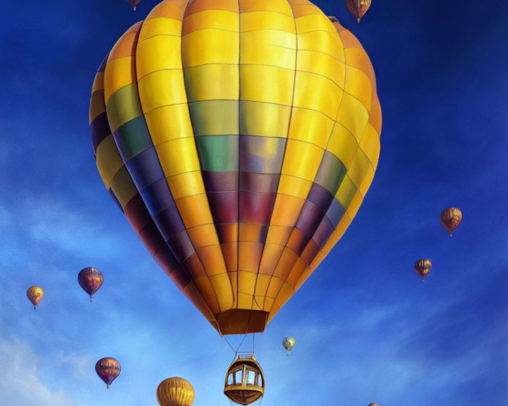 Colorful Hot Air Balloons Ascending in Clear Blue Sky
