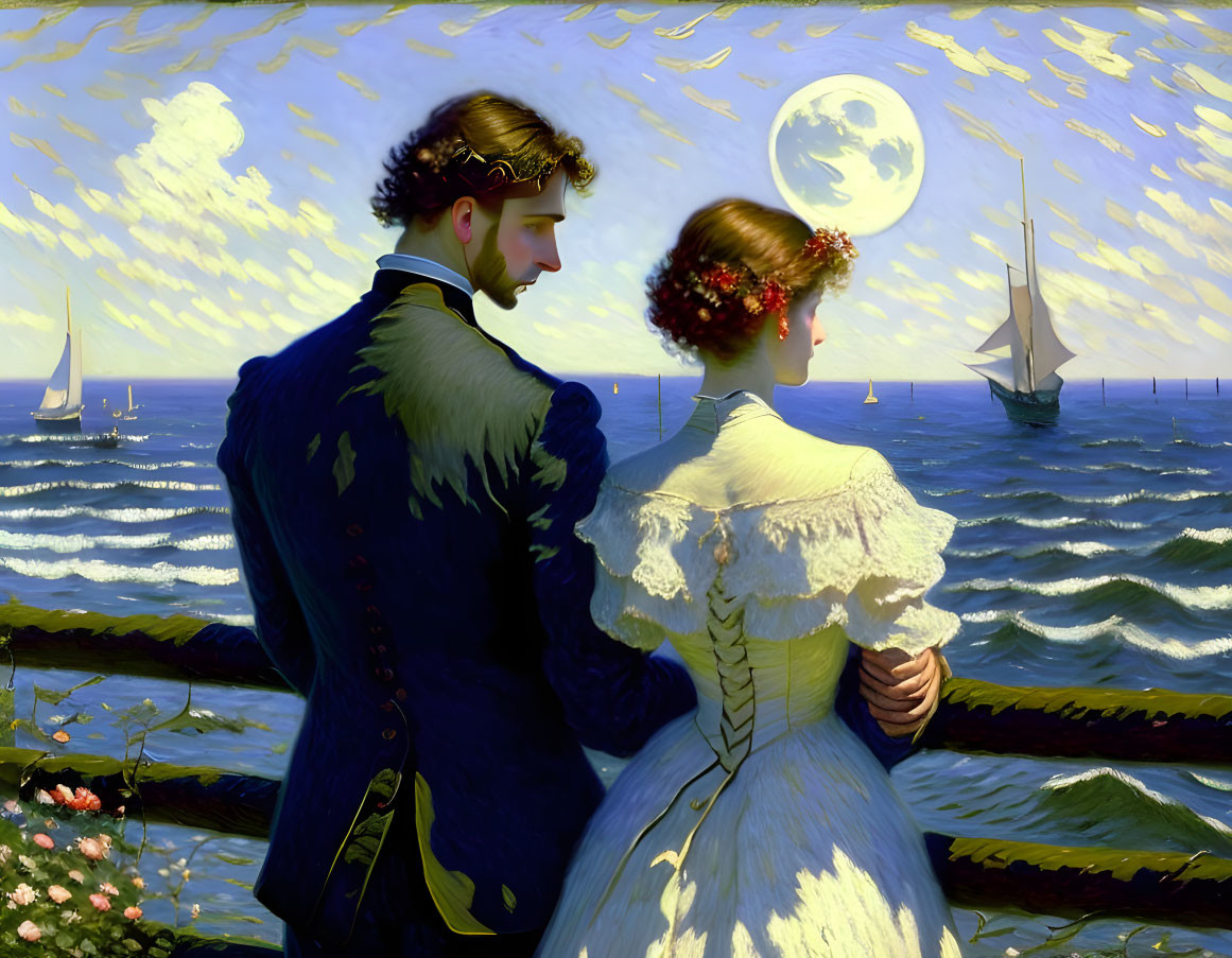Lovers gazing out to sea