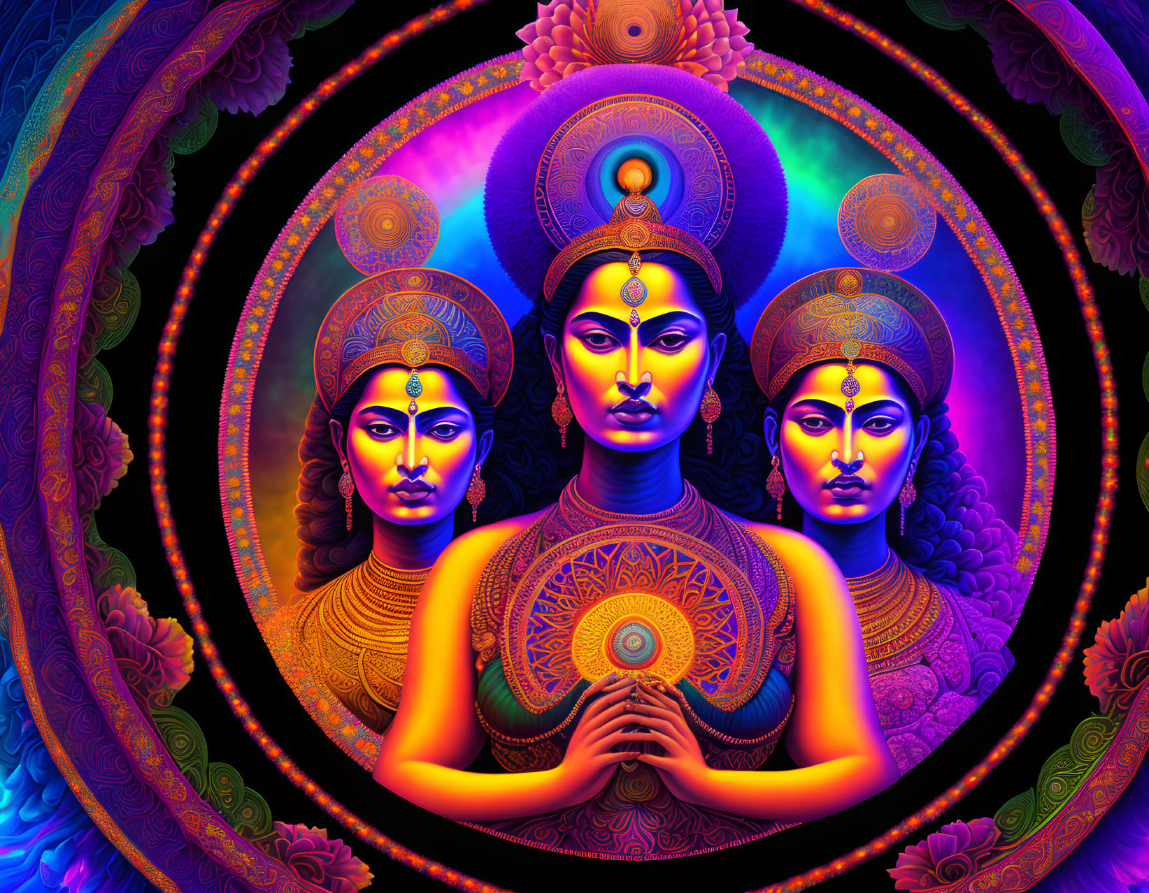 Goddess trio fractal mandala