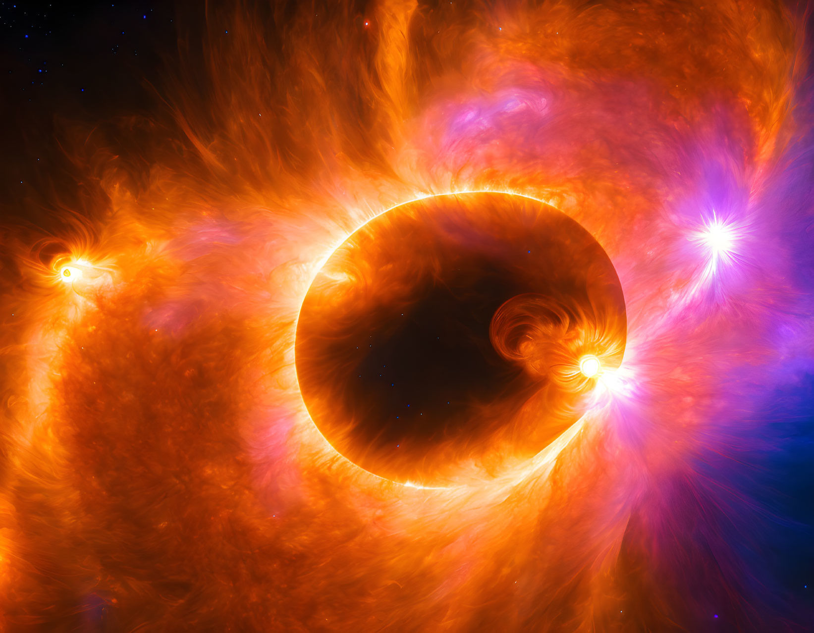 Solar storm fractal radiates into nebula