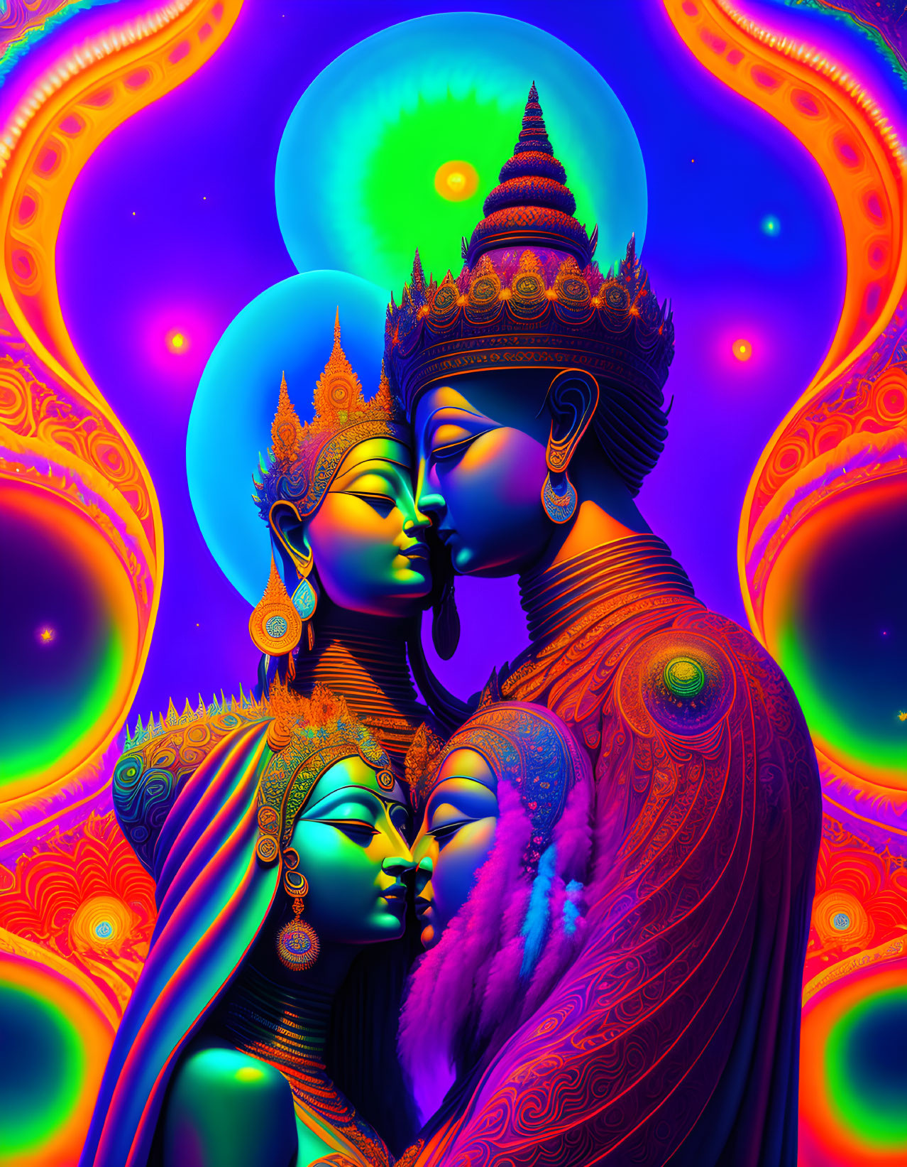 Buddha and Yaśodharā in intimate embrace 