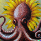 Octopus with Sunflower Petals: Whimsical Flora and Fauna Blend