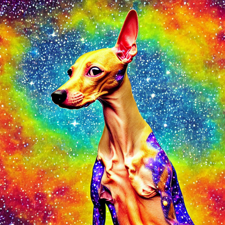 Italian Greyhound in Cosmic Night Sky Edit
