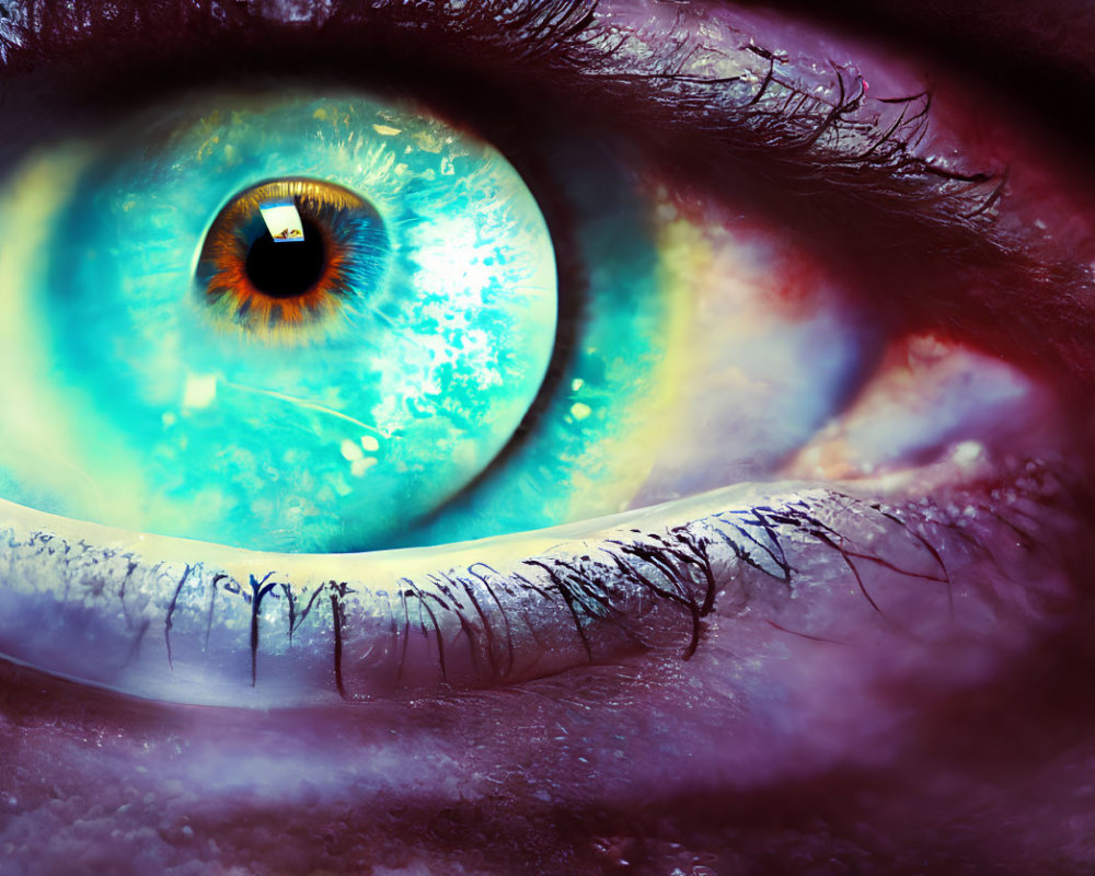 Detailed Close-Up of Vividly Colored Human Eye