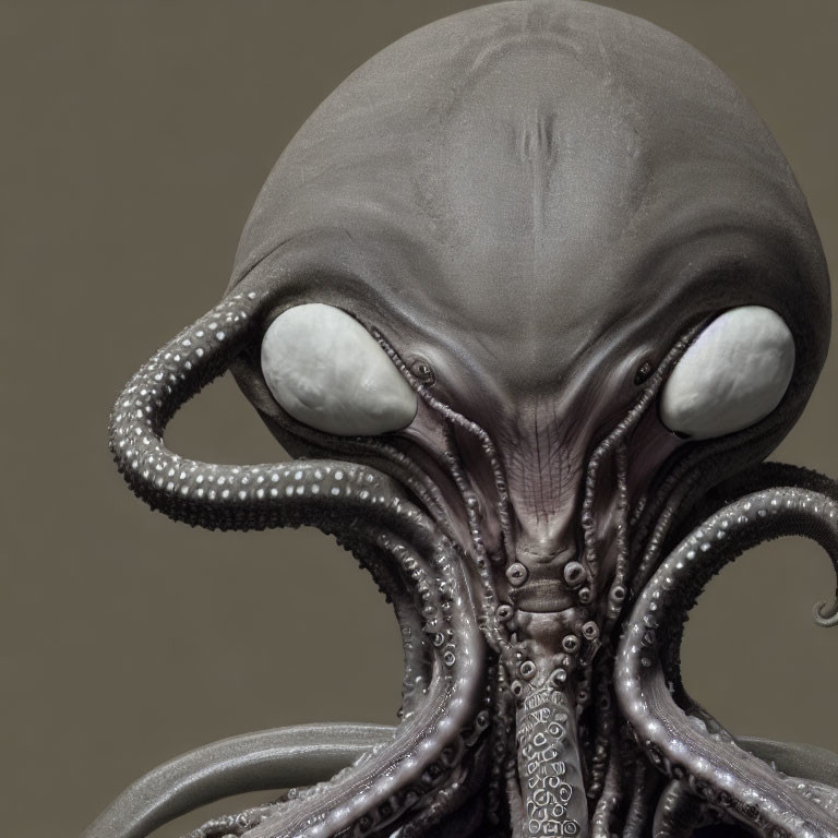 3D-modeled octopus-like creature with white eyes and tentacles