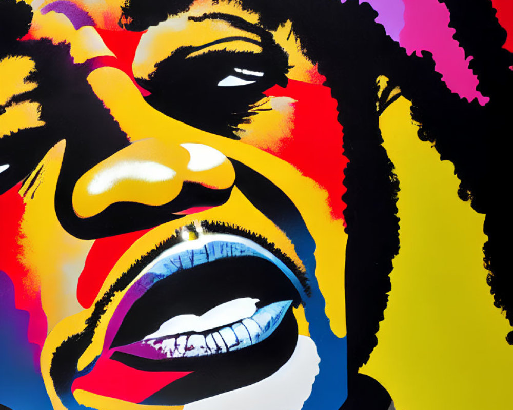 Colorful Pop Art Style Portrait of a Man with Exaggerated Features
