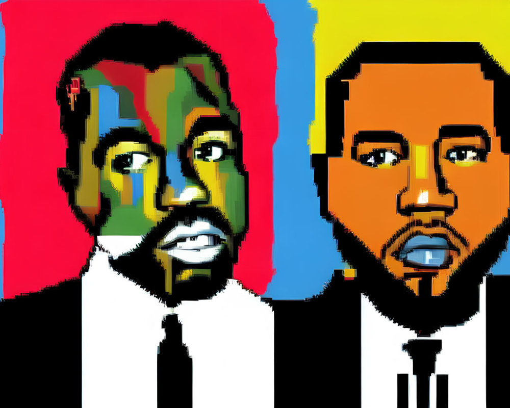 Stylized, Colorful Pixelated Portraits in Suits and Ties