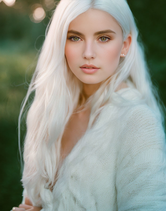 portrait, beautiful white haired girl