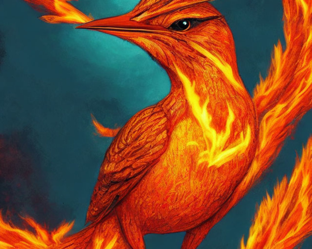 Vibrant Phoenix Illustration in Fiery Hues