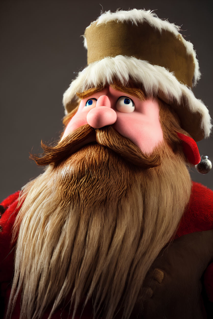 Detailed Close-Up Illustration of Whimsical Santa Claus