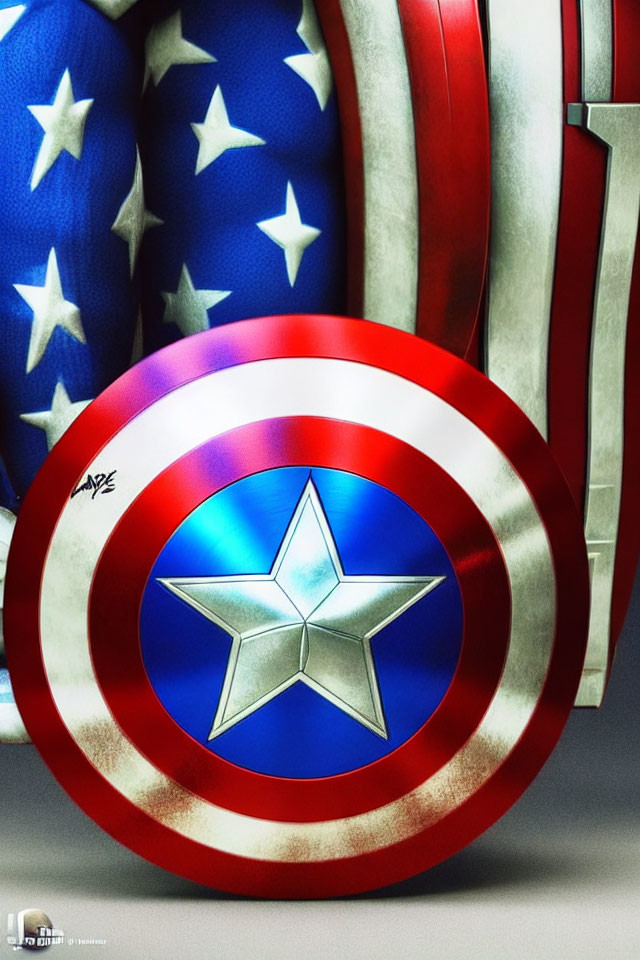 Illustration of Captain America's shield and costume elements