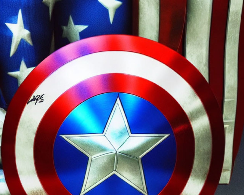 Illustration of Captain America's shield and costume elements