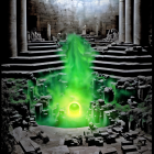 Ethereal green glow in mystical underground chamber with classical architecture