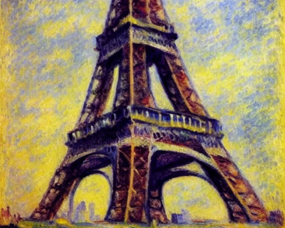 Vibrant Impressionist Painting of Eiffel Tower Reflecting in Water