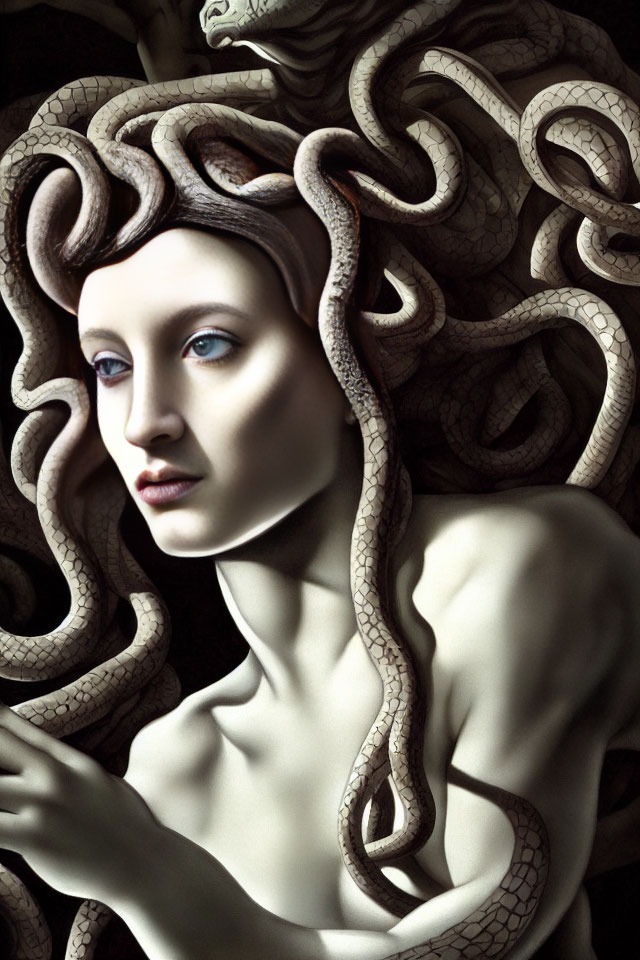 Medusa with Snake Hair Looking Serene