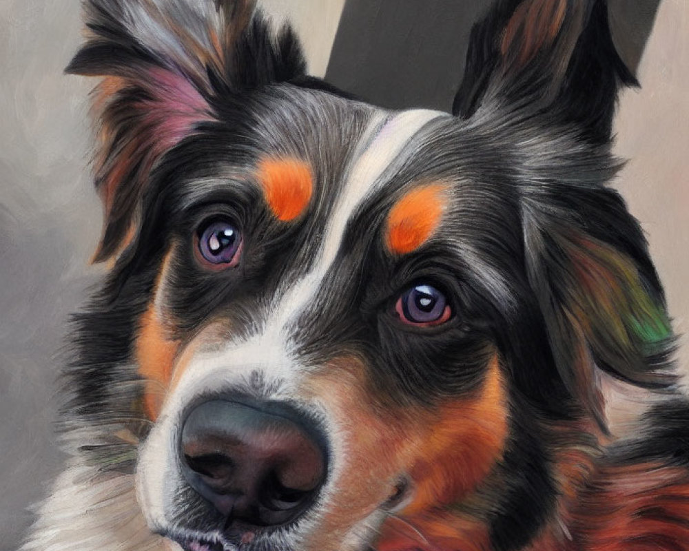 Multicolored Australian Shepherd Dog Portrait