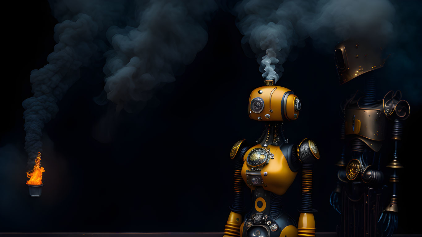 Robot with mustard