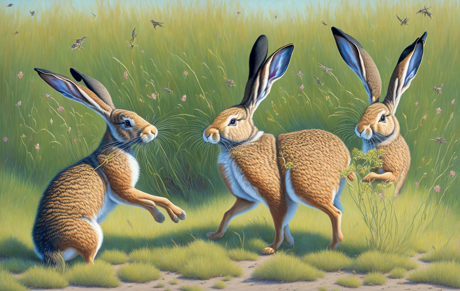 3 Hares in the Field