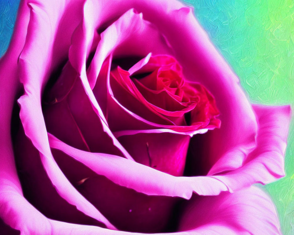 Vividly colored blooming pink rose on textured background
